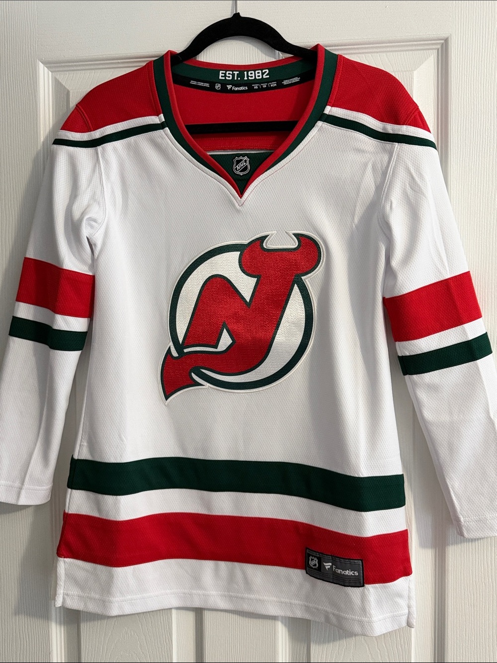 Fanatics New Jersey Devils White Red Green Youth Hockey Jersey